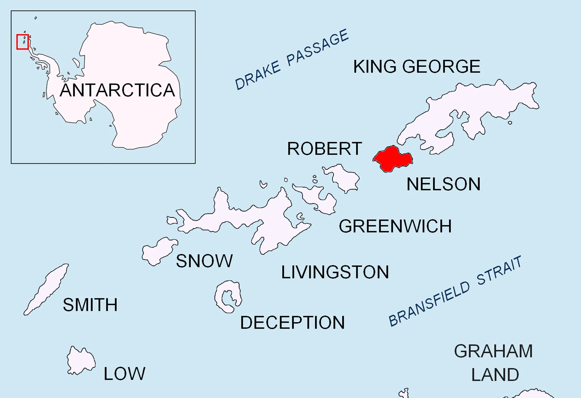 La ubicación de la Isla Nelson
