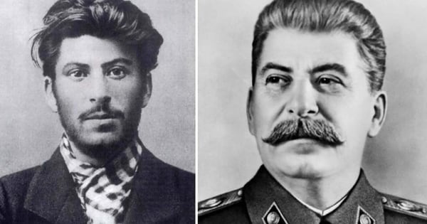 Josef Stalin en su juventud y ya como líder indiscutido de la URSS