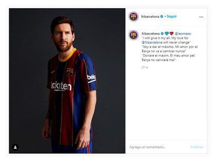 La publicación del Barcelona en sus redes después del mensaje de Messi sobre su continuidad en el club