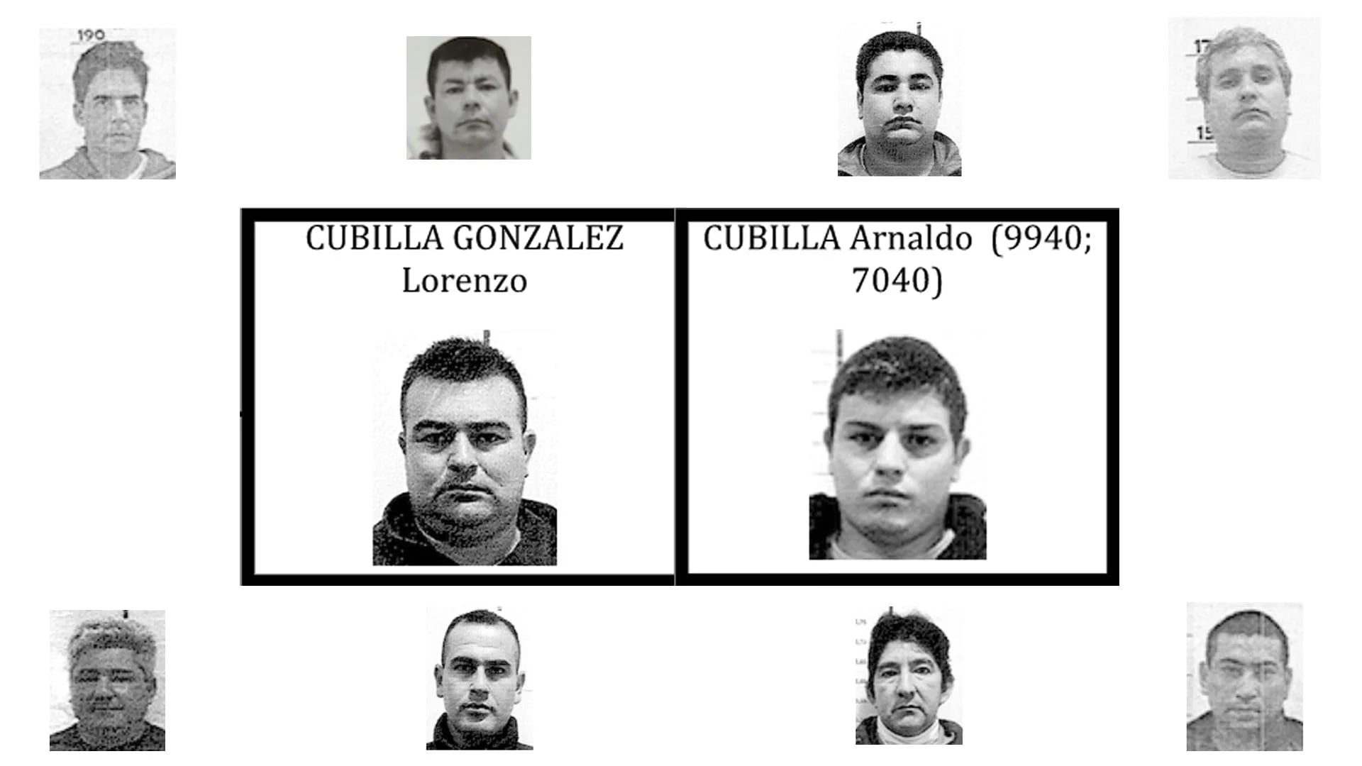 Los hermanos Cubilla González, rodeados de sus presuntos cómplices