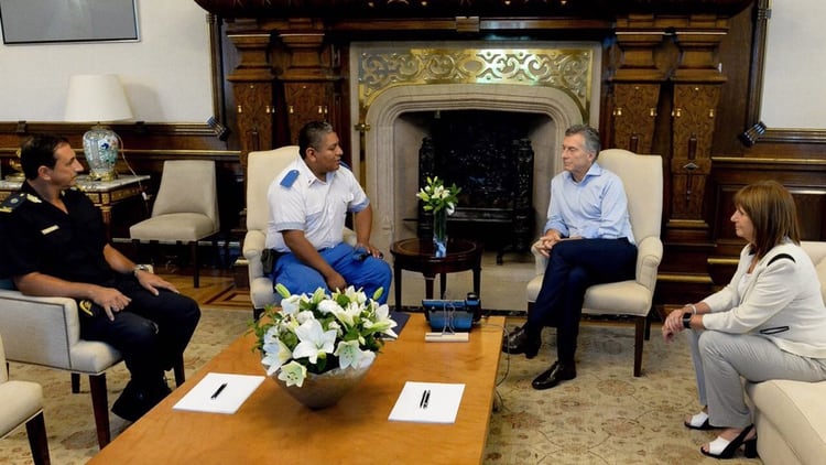 Mauricio Macri junto a Patricia Bullrich y Luis Chocobar