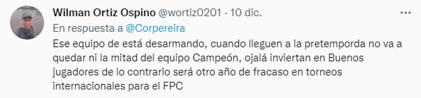 Hinchas lamentan el desarme del Deportivo Pereira tras salir campeón.