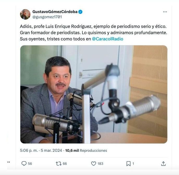 Gustavo Gómez lamentó muerte de el Profe Rodríguez