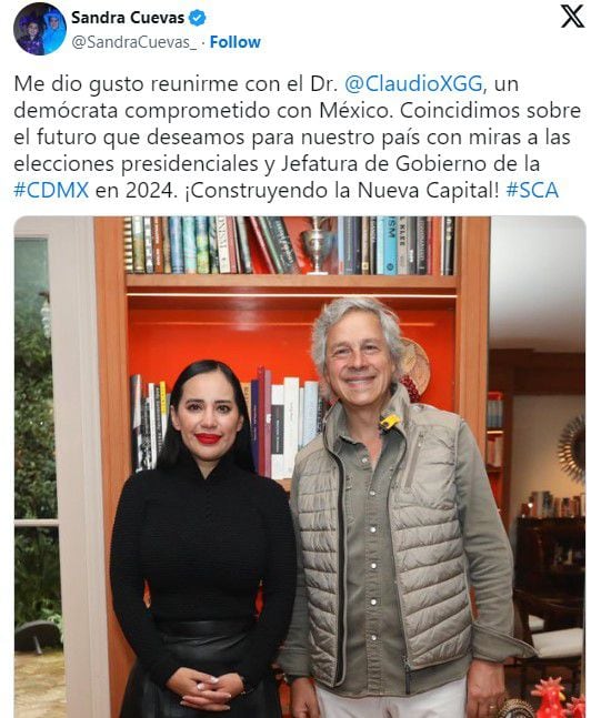 Sandra Cuevas se reunió ayer con el empresario. | Captura de pantalla