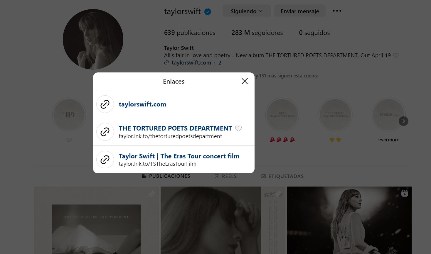 Los artistas suelen dar todas las actualizaciones sobre sus tours en sus redes. (Instagram: taylorswift)