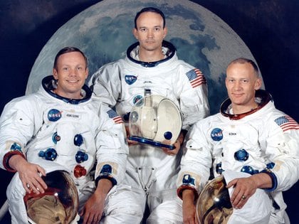 Neil Armstrong, Michael Collins y Edwin Aldrin, el trio de tripulantes del Apolo 11. 