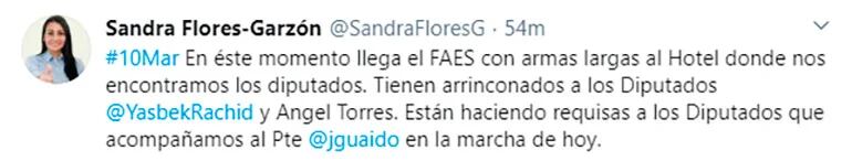 El tuit de Sandra Flores