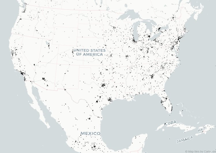 Las ciudades en Estados Unidos (World Settlement Footprint 2015)