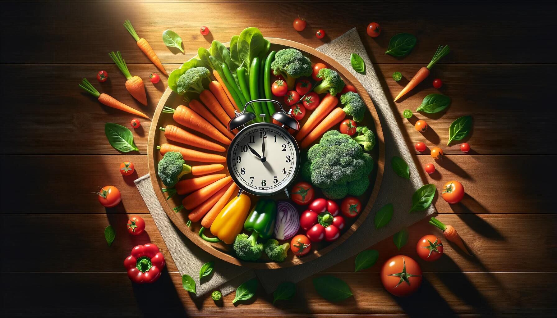 Imagen que ilustra la diversidad alimentaria de la dieta intermitente, promoviendo la salud con opciones nutritivas como vegetales, frutas, carne y pescado. (Imagen Ilustrativa Infobae)