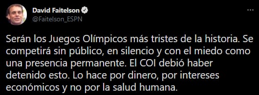 David Faitelson arremetió contra el Comité Olímpico Internacional por realizar los Juegos Olímpicos de Tokio (Foto: Twitter/@Faitelson_ESPN)
