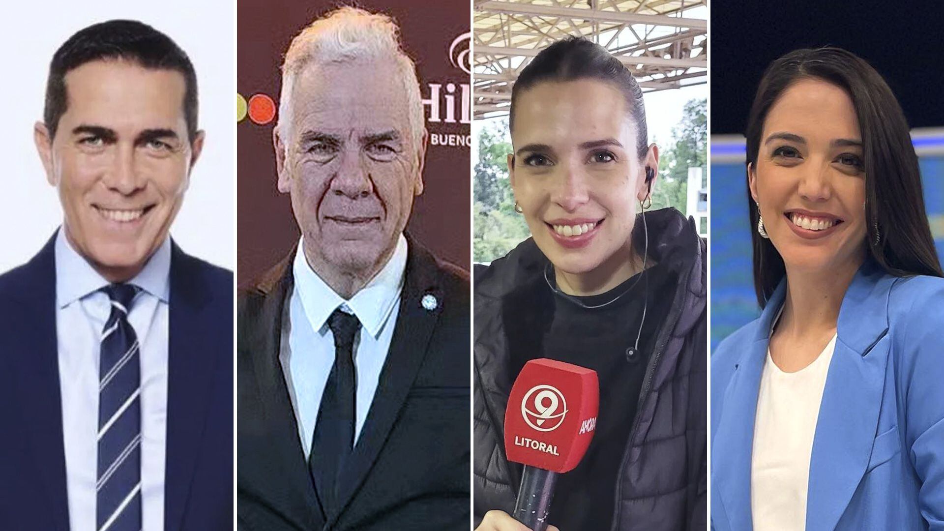 Los periodistas moderadores del primer debate presidencial: Barili, Mirol, Ramallo y Trujillo