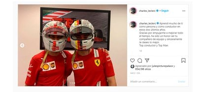La despedida de Charles Leclerc para Vettel (@charles_leclerc)