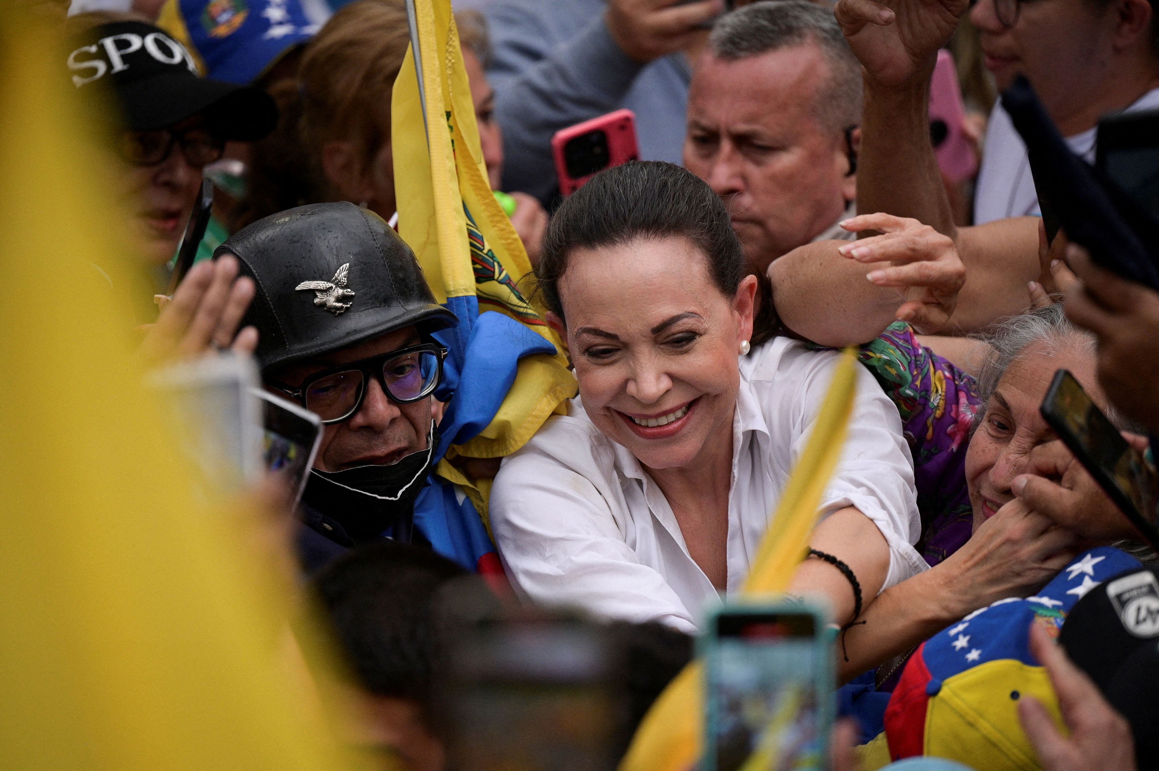 Maria Corina Machado, líder de la oposición venezolana, que fue proscripta por el régimen de Maduro