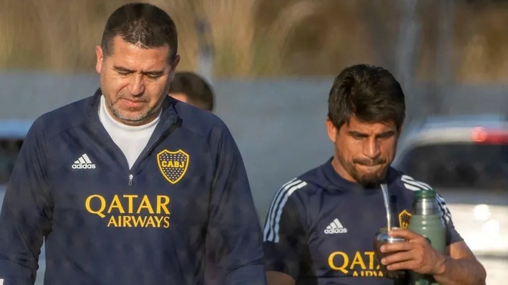 Juan Román Riquelme y Hugo Ibarra