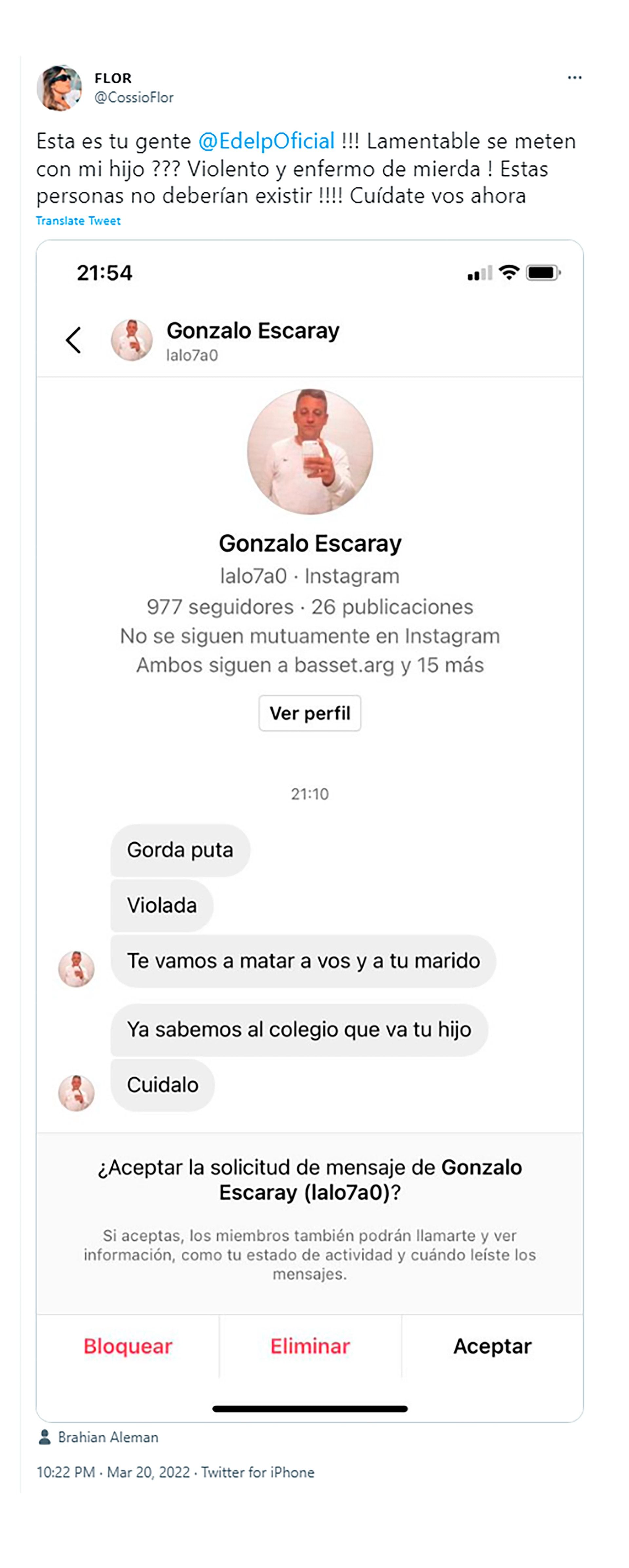 Brahian Aleman denuncia