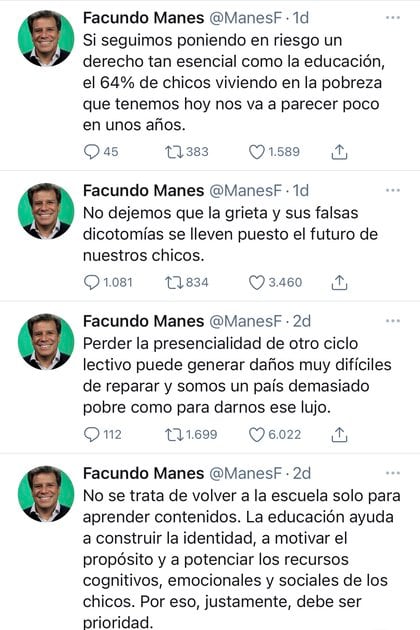 La serie de tweets del neurocientífico sobre la educación en la Argentina (@ManesF)