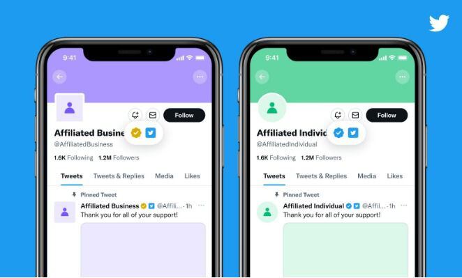 Twitter Blue presenta la versión para empresas con la insignia de afiliado. (Twitter)