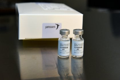 Vials of Johnson & Johnson's Janssen coronavirus disease (COVID-19) vaccine candidate are seen during the Phase 3 ENSEMBLE trial in an undated photograph. Johnson & Johnson/Handout via REUTERS.  ATTENTION EDITORS - NO RESALES. NO ARCHIVES. THIS IMAGE HAS BEEN SUPPLIED BY A THIRD PARTY.