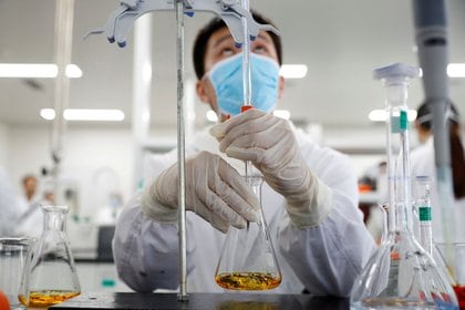 Imagen de archivo de un técnico trabajando en el laboratorio Sinovac Biotech en Pekín, China. 24 septiembre 2020. REUTERS/Thomas Peter