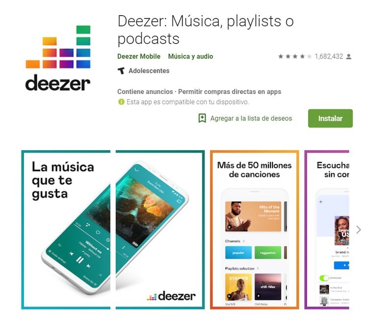 Deezer es una aplicación relativamente nueva que está adquiriendo fuerza en el mercado (Foto: Google Play)