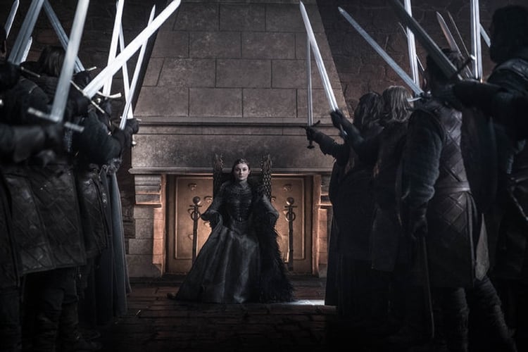 Sophie Turner como Sansa Stark en el episodio final de “Juego de Tronos” (Helen Sloan/HBO)