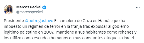 Director de la comunidad judía en Colombia le responde a Petro - crédito captura de pantalla redes sociales.