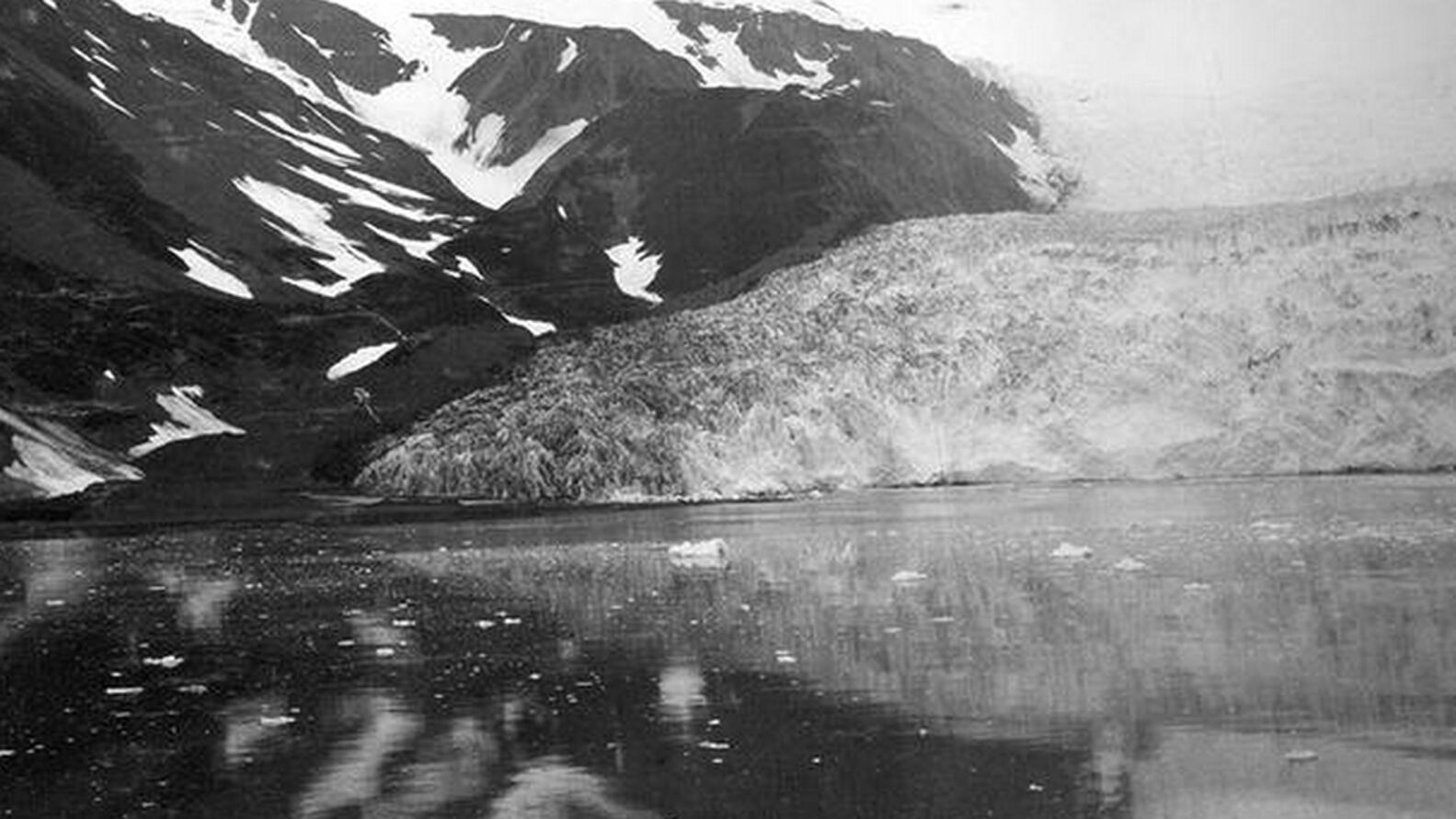 <div>La imagen tomada el 20 de julio de 1909 en la costa noroeste de la isla de Pichón muestra la parte occidental del Glaciar&nbsp;Aialik, en el Parque Nacional de los Fiordos de Kenai, en las montañas de Kenai, Alaska.&nbsp;</div><div><p></p></div> usgs.gov 163