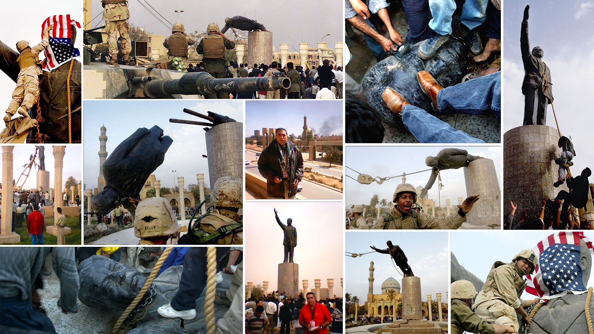 20 años de la guerra de Irak estatua saddam