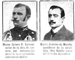 Luisoni y De Marchi, dos de los iniciadores   de la instrucción de pilotos (Revista Caras y Caretas)