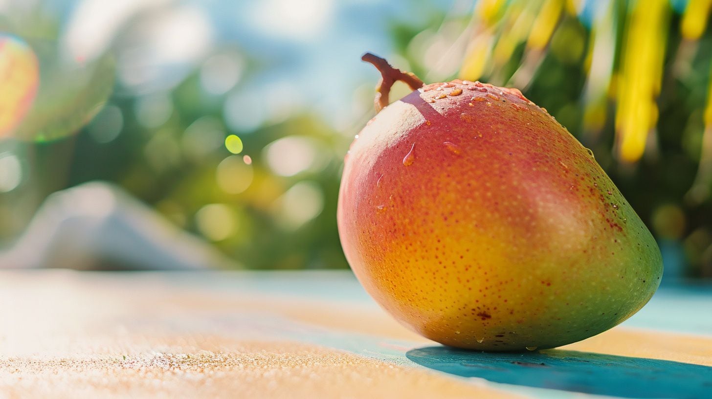 una fruta de mango en un ambiente tropical - (Imagen Ilustrativa Infobae)