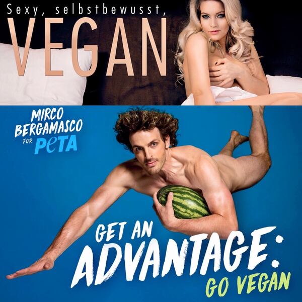 PETA realiza arriesgadas campañas con celebridades del mundo del entretenimiento y el deporte como el ex rugbier italiano Mirco Bergamasco