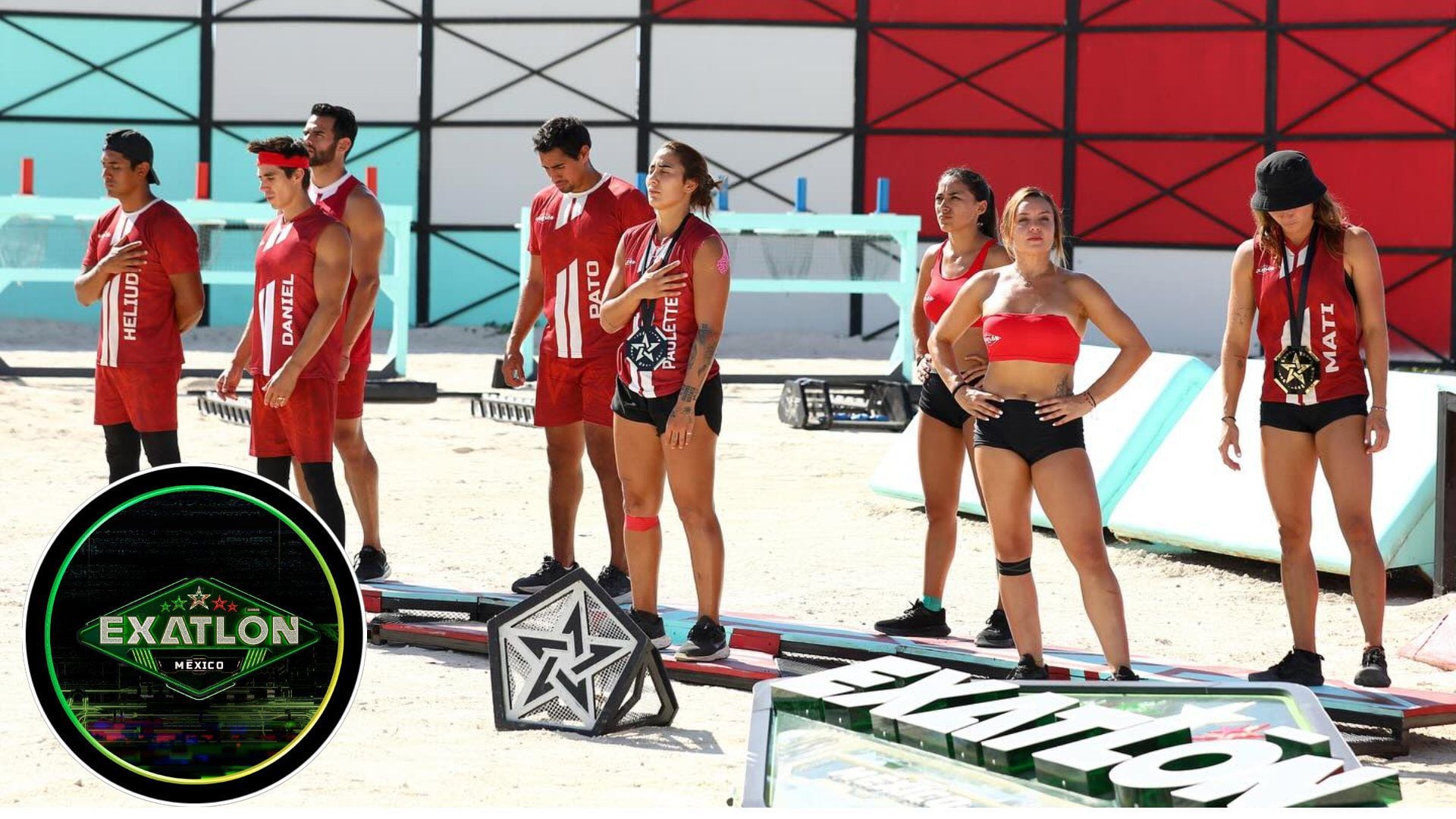 Integrantes del equipo rojo del reality de competencia Exatlón México de la Televisora TV Azteca.