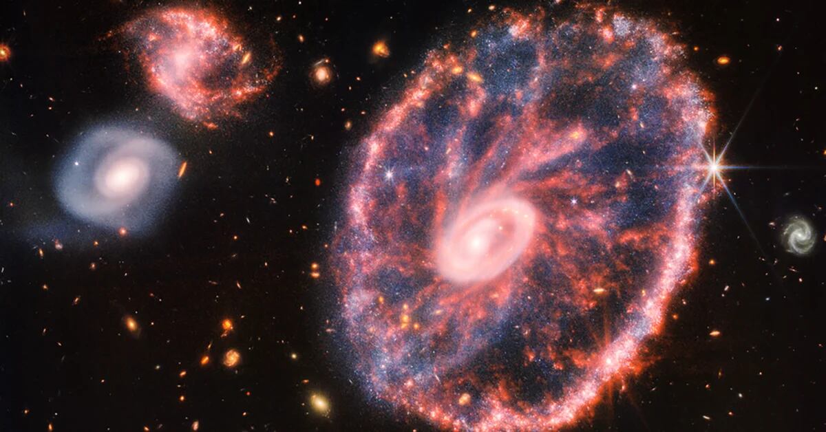 Ein beispielloses Bild des James-Webb-Teleskops und der Wagenradgalaxie