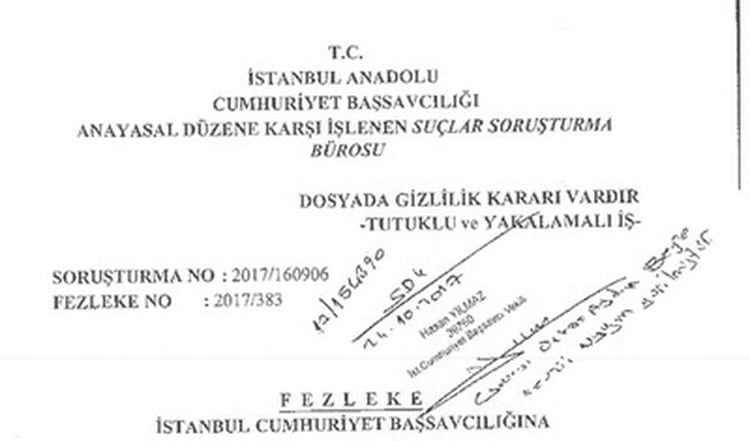 Documento que da cuenta de la investigación  en territorio estadounidense que lleva el sello del fiscal turco Hasan Yilmaz