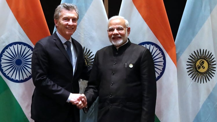 Mauricio Macri junto al primer ministro de la India