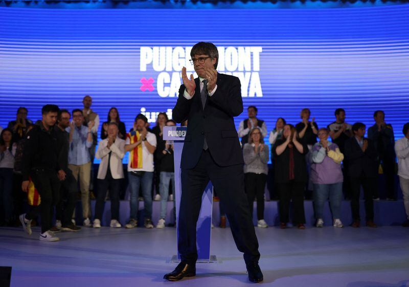 Carles Puigdemont en un acto de Junts. (Reuters/Nacho Doce)