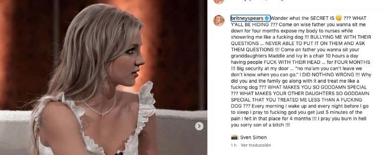 Después de compartir un post donde arremetía contra el terrible trato de parte de su padre, Britney Spears cerró su cuenta de Instagram, lo que asustó a sus miles de fanáticos.
Foto: Instagram/britneyspears
