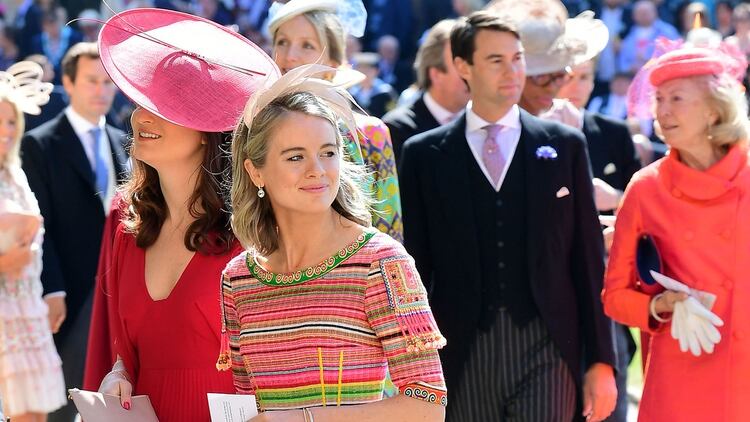 Cressida Bonas arrives for the wedding ceremony of Britain's Prince Harry, Duke of Sussex and US actress Meghan Markle at St George's Chapel, Windsor Castle, in Windsor, on May 19, 2018. / AFP PHOTO / POOL / Ian West
