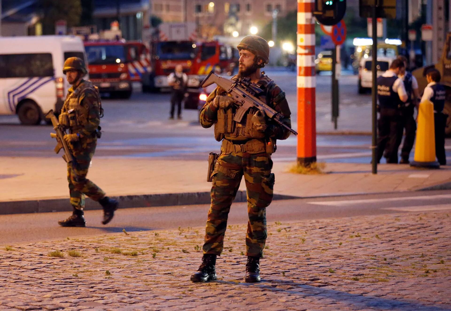 Tropas belgas desplegadas tras una explosión en la Estación Central de Bruselas, en Bélgica