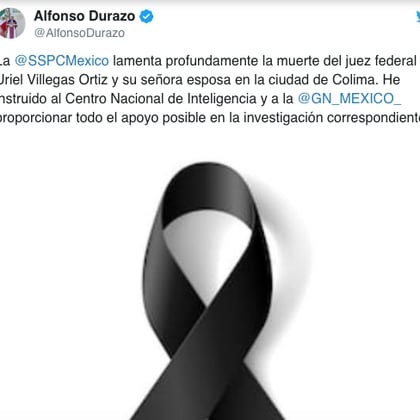 Mensaje de Alfonso Durazo, secretario de Seguridad y Protección Ciudadana (Foto: Captura Twitter)