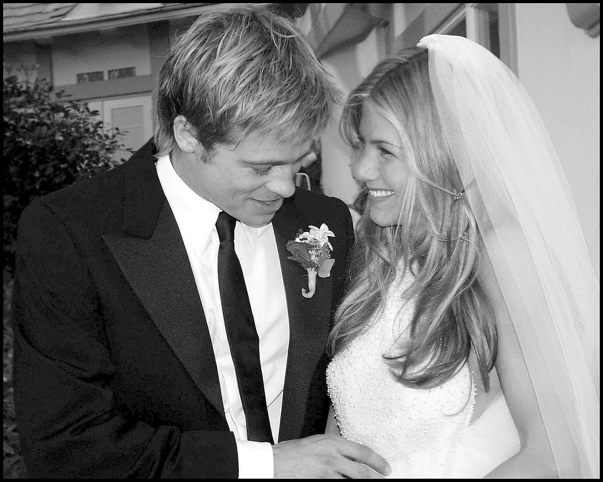 Jennifer Aniston el día de su boda con Brad Pitt