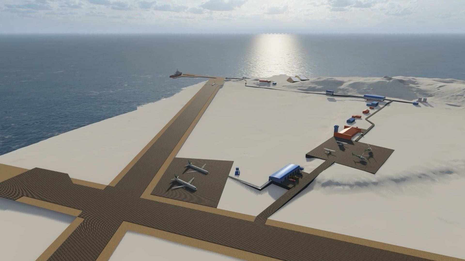 La base antártica Petrel se proyecta como una instalación científica estratégica porque contará con un muelle y dos pistas de aterrizaje que permitirán acceder de modo aéreo y marítimo al continente (Gentileza Martín Sakamoto)
