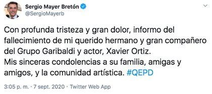 Sergio Mayer comunicó el Fallecimiento de Xavier Ortiz, ex integrante de la alineación original del grupo Garibaldi (Foto: Twitter)