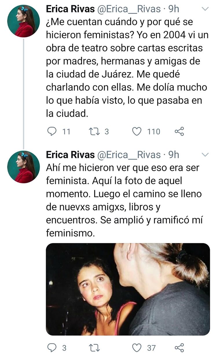El posteo de Érica Rivas