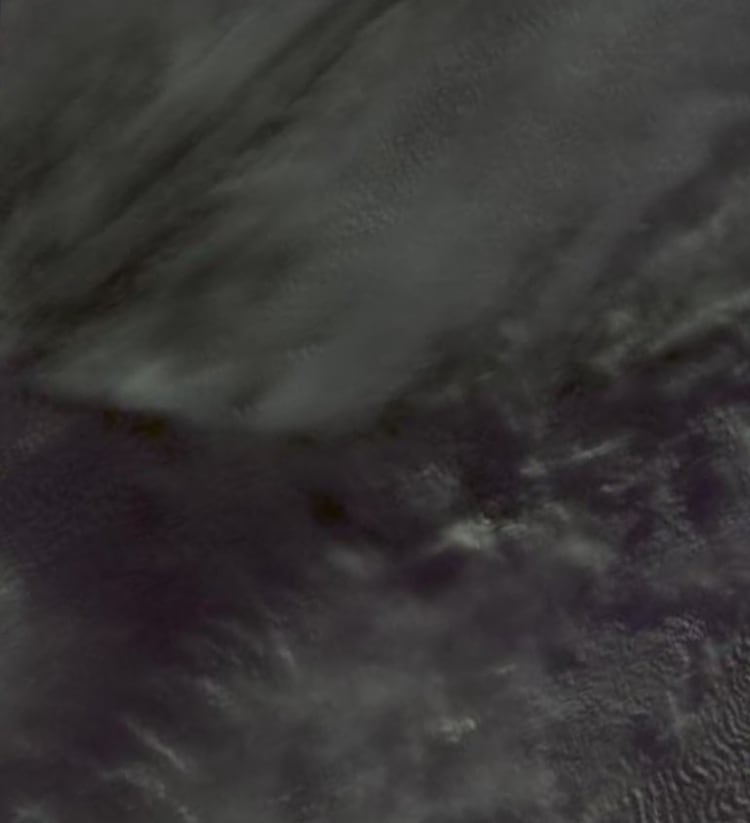 Islas Georgias del Sur, RepÃºblica Argentina. Imagen de LANDSAT, pasada del 11 de mayo de 1982. La cobertura de nubes impide ver las islas. (USGS)