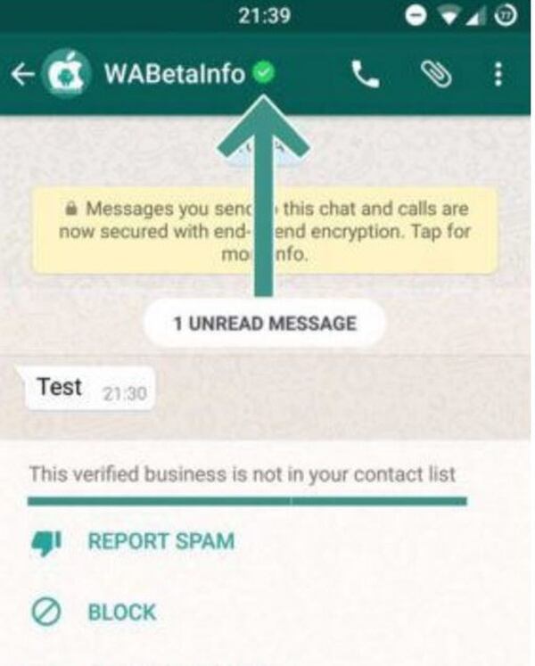 Así se vería el símbolo de las cuentas verificadas en WhatsApp Business