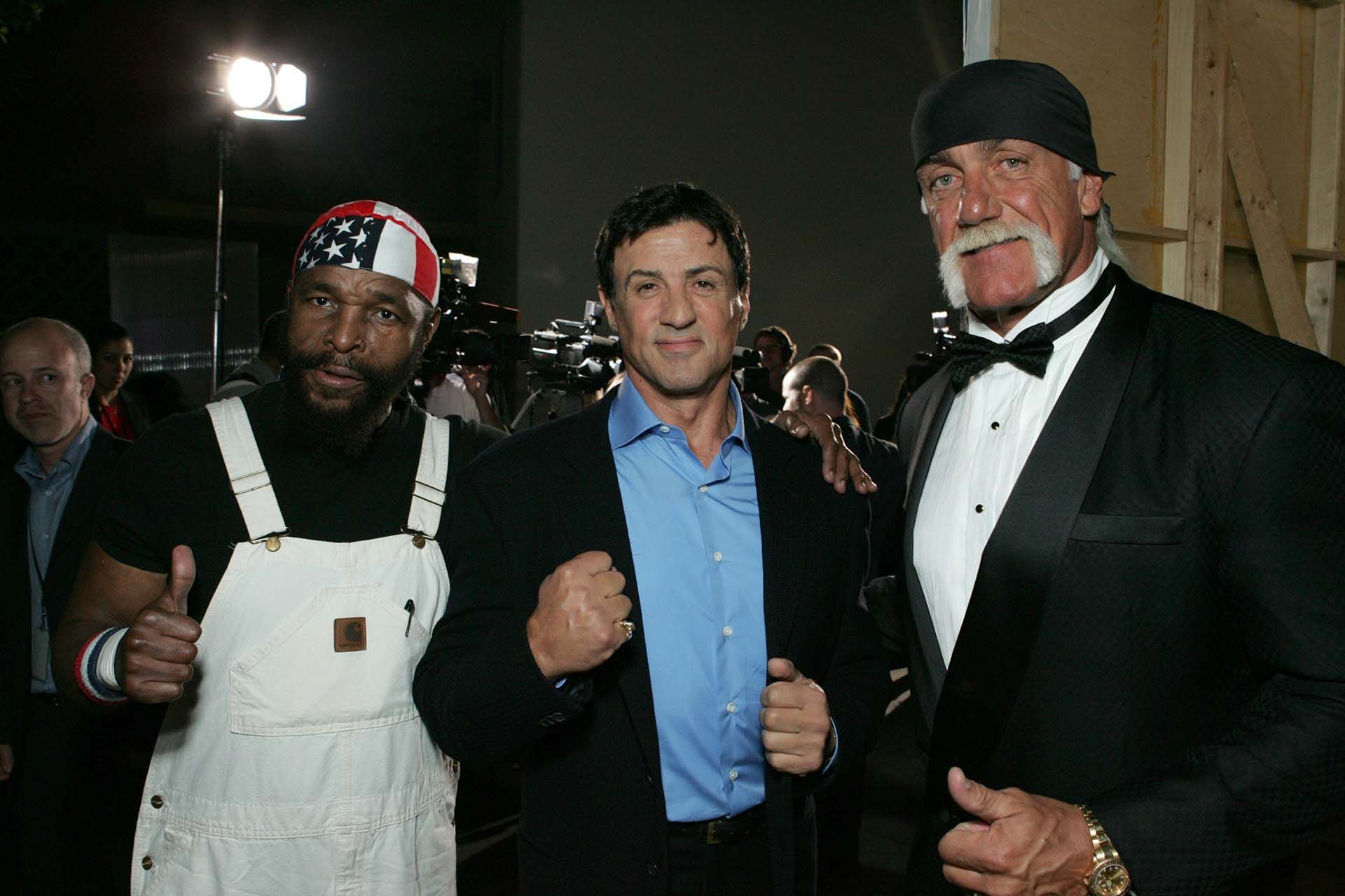 Hogan junto a Stallone y Mr T, muchos años después de compartir los sets en Rocky III (Photo by E. Charbonneau/WireImage for StellarQuest PR and Consulting)