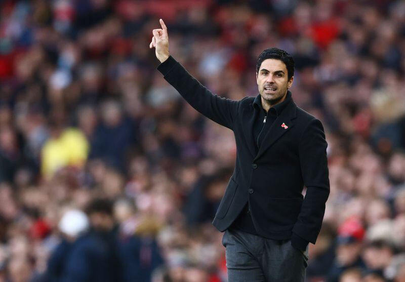 Fútbol - Premier League - Arsenal v Watford - Emirates Stadium, Londres, Reino Unido - 7 de noviembre de 2021 Mikel Arteta, entrenador del Arsenal REUTERS/David Klein