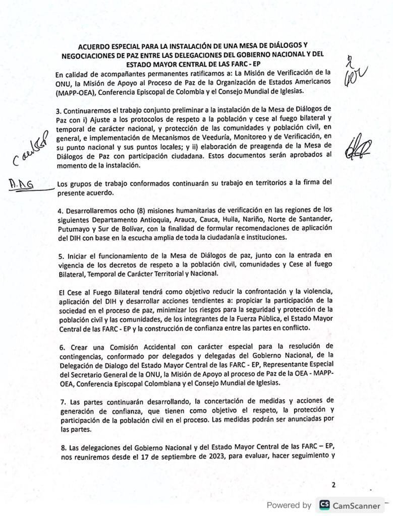 Acuerdo para Instalación de Mesa de Diálogos con el Estado Mayor Central de las Farc - crédito Alto Comisionado para la Paz/X
