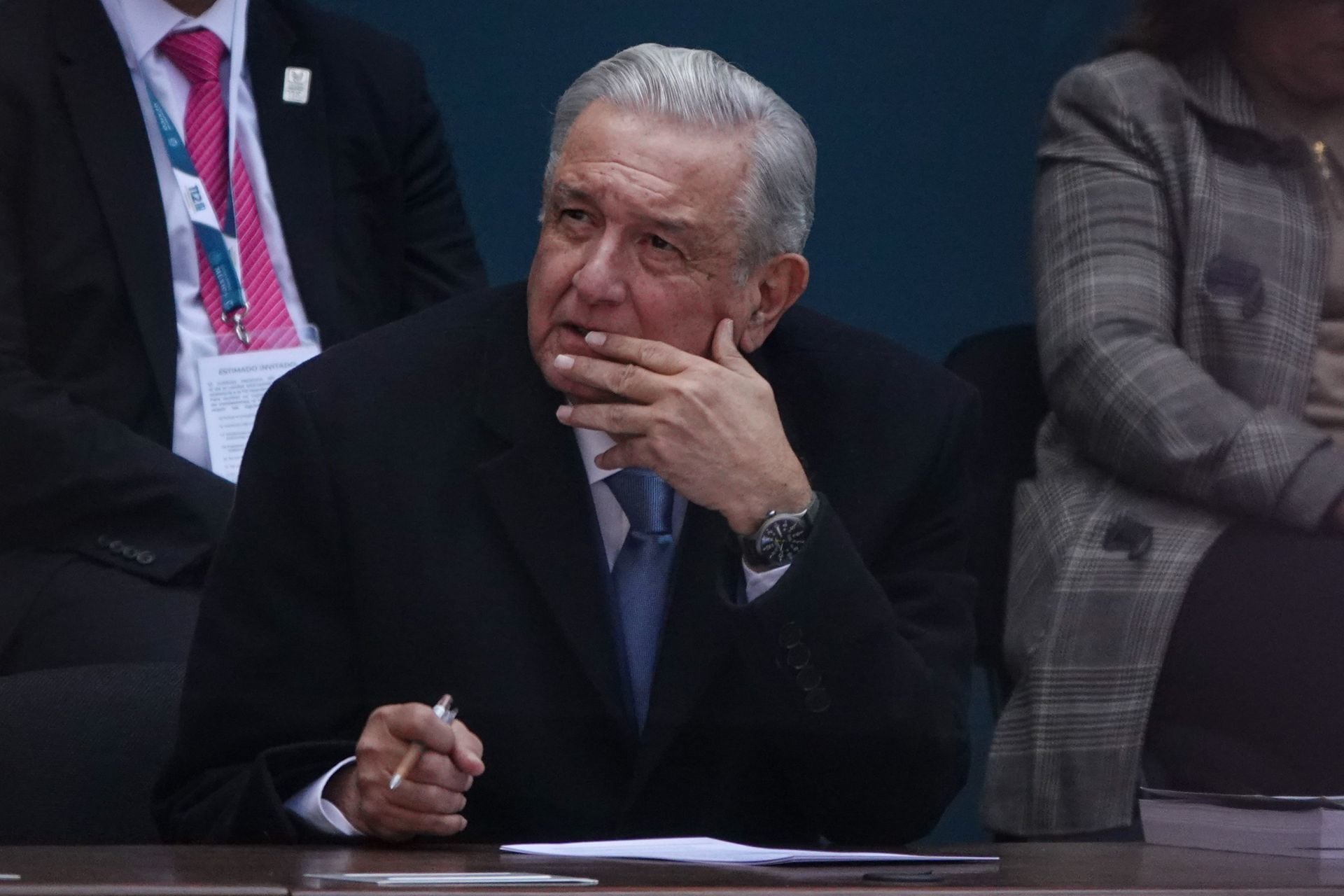 Andrés Manuel López Obrador during the ceremony on the occasion of the 112th General Assembly of the IMSS in the National Palace.